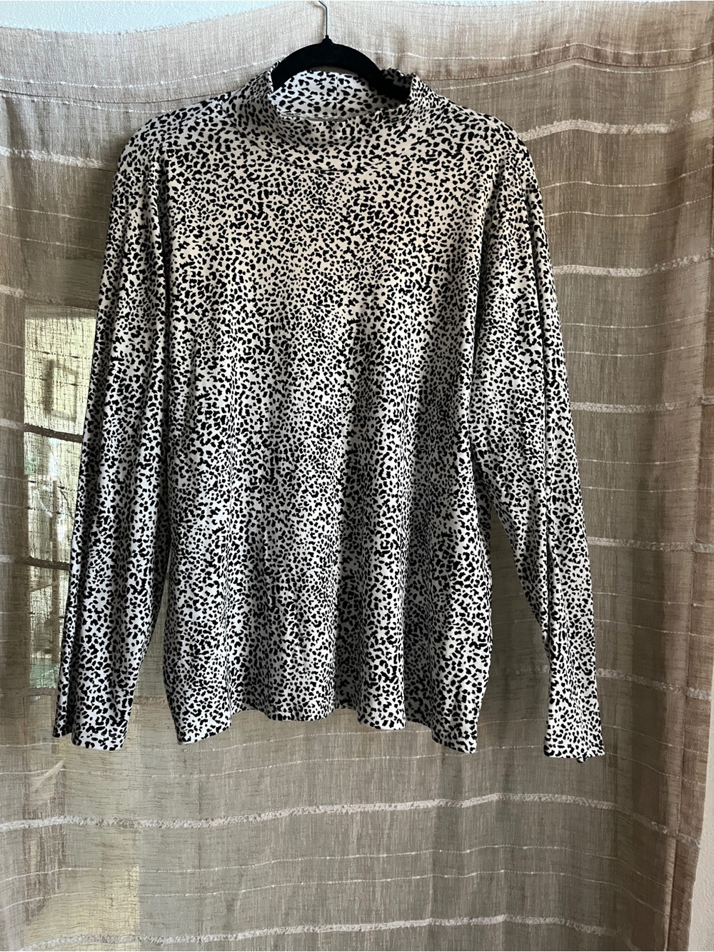 croft & barrow Black and White Animal Print Top